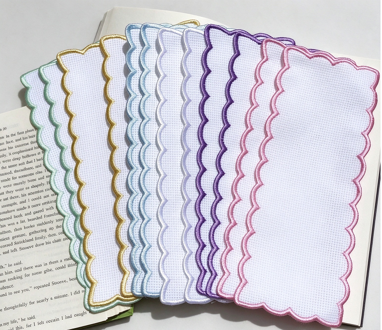 scalloped aida fabric bookmarks to DIY cross stitch bulk cotton cheapt bookmarks to gift cross stitch