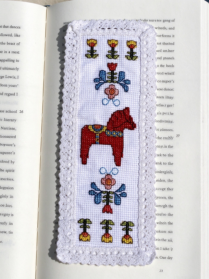 4pcs 14ct northern european style dala horse pattern diy bookmarks kits
