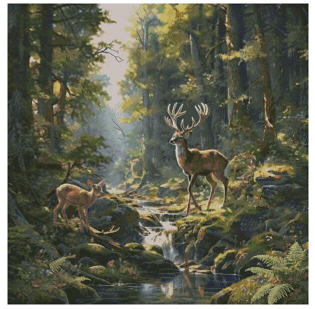 deer in summer counted cross stitch kits