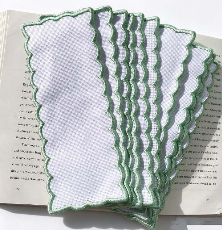 scalloped aida fabric bookmarks to DIY cross stitch bulk cotton cheapt bookmarks to gift cross stitch