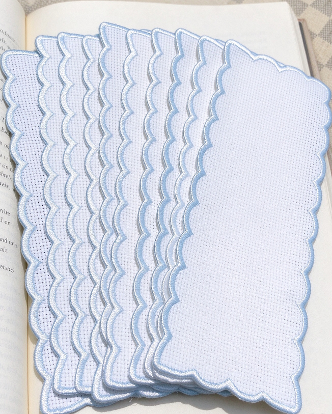 scalloped aida fabric bookmarks to DIY cross stitch bulk cotton cheapt bookmarks to gift cross stitch