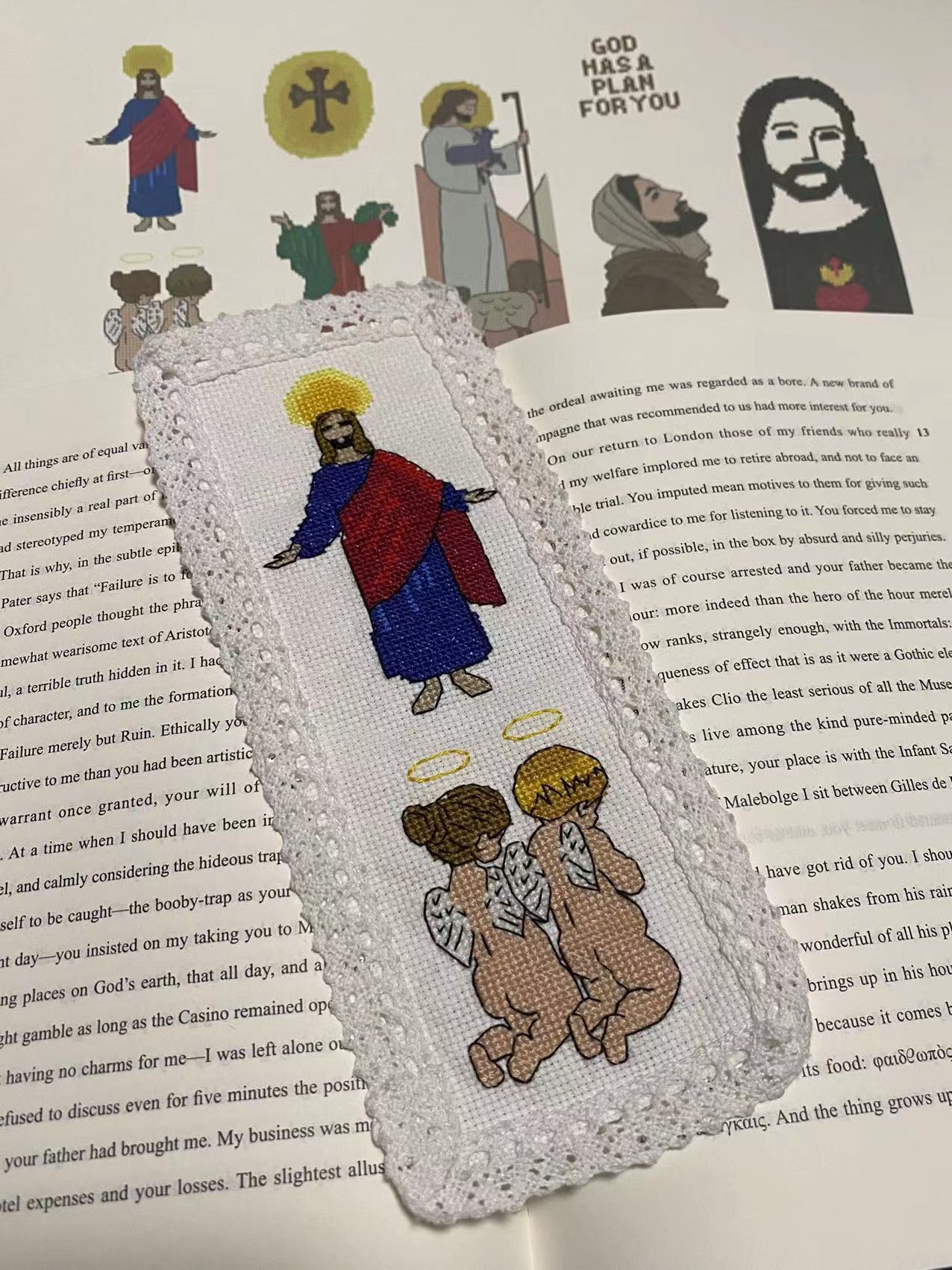 5pcs 18ct god cross stitch kit bookmark for beginners